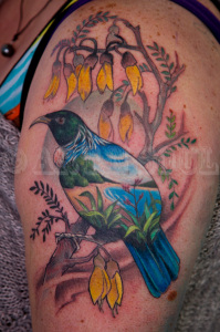 Graphic Contemporary Tui Kowhai Tattoo